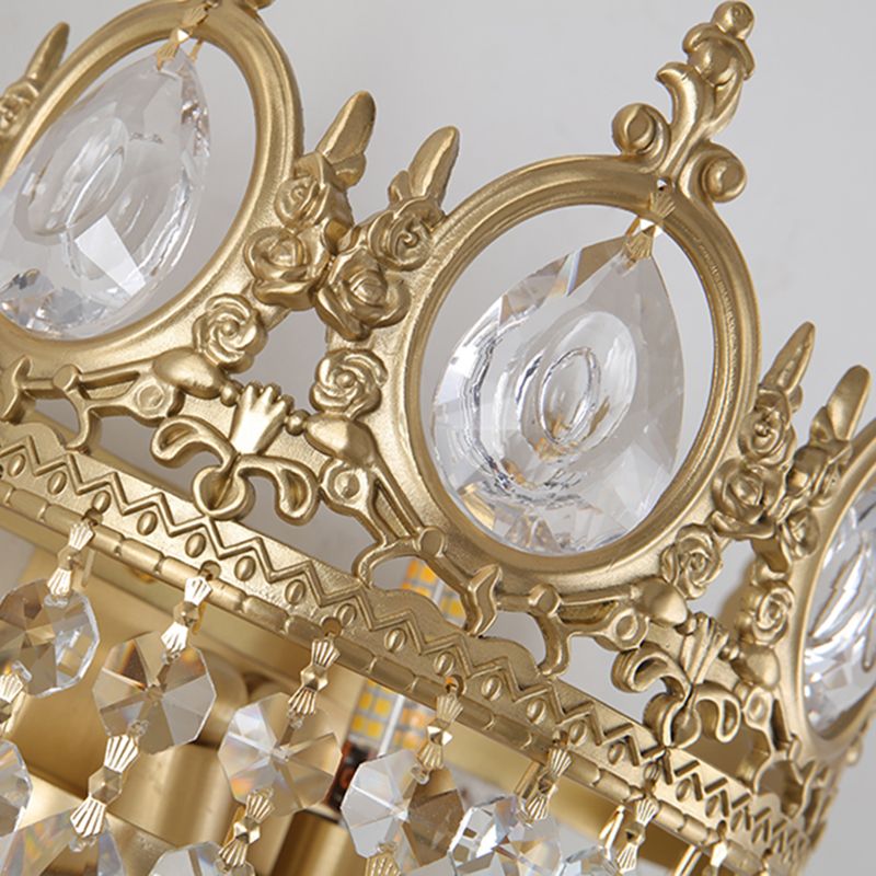 Contemporary Style Crown Wall Sconce Light Simplicity Wall Lamp with Crystal Shade