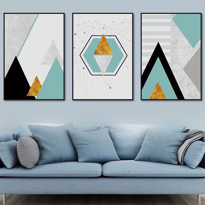 Soft Color Geometric Shape Canvas Print Abstract Modern Textured Wall Art Set for Home