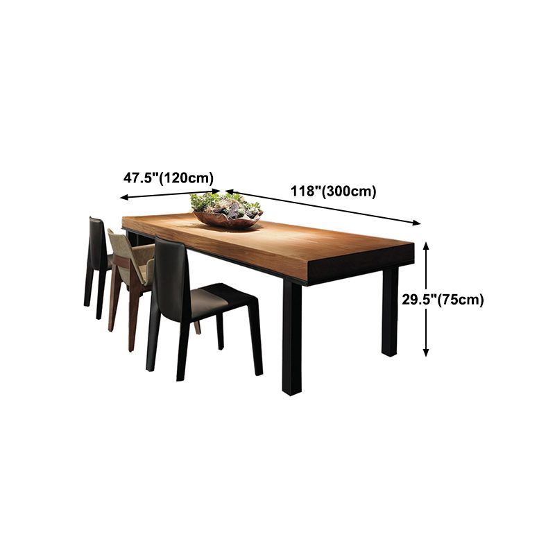 Pine Wood Dining Table Industrial Rectangle Table with 4 Legs
