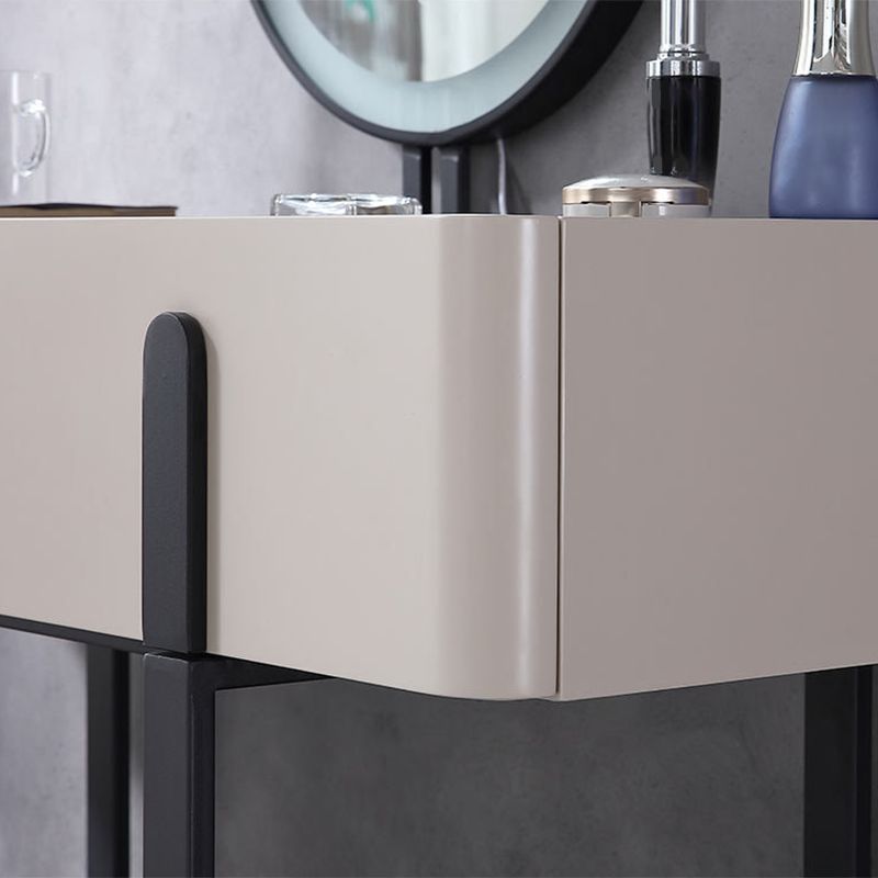 Contemporary Stone Top Vanity Desk 2-Drawer Dressing Table with Stool