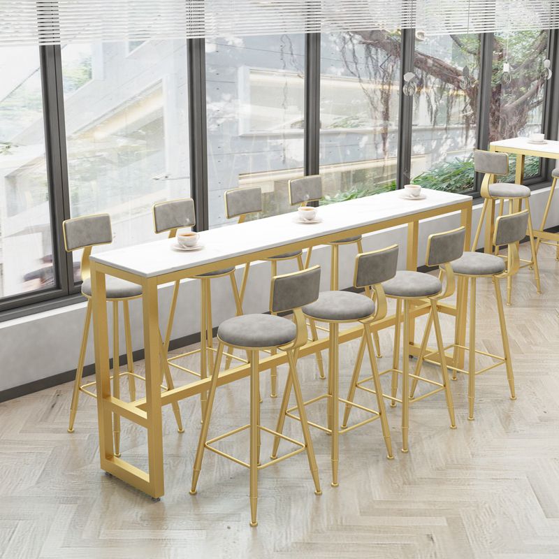 Glam Bar Table Set 1/5/9 Pieces Rectangle Stone Counter Table with Stools for Living Room