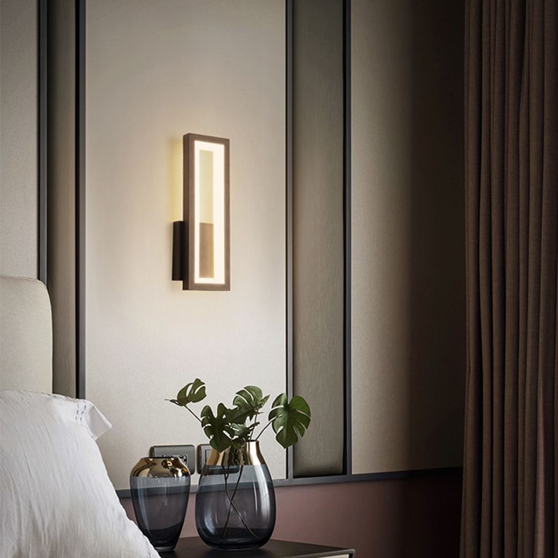 1 Light Rectangle Wall Mounted Lamps Modern Style Metal Wall Sconces