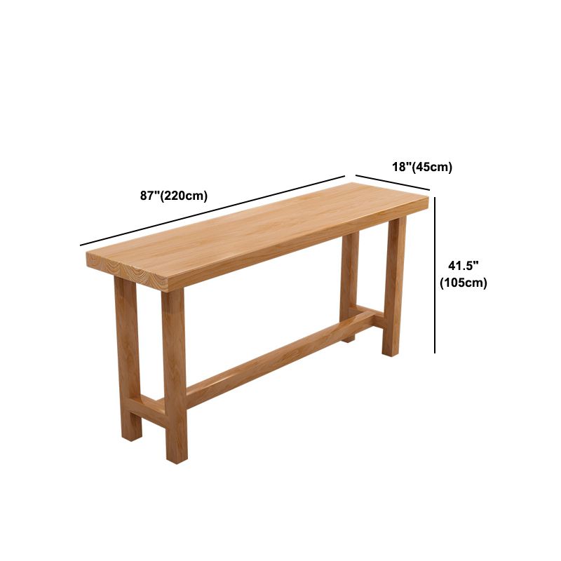 Rectangular Pine Wood Top Bar Table Modern Bar Table with Double Pedestal in Nature