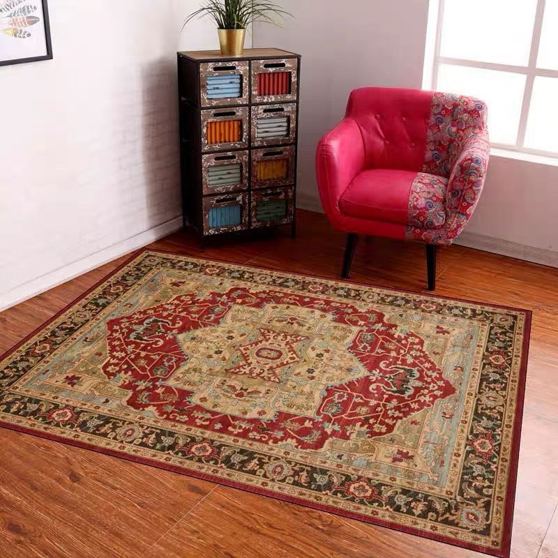 Antike Innenteppich Multikolor Tribal Muster Polyester Teppich Anti-Rutsch-Fläche für Wohnzimmer