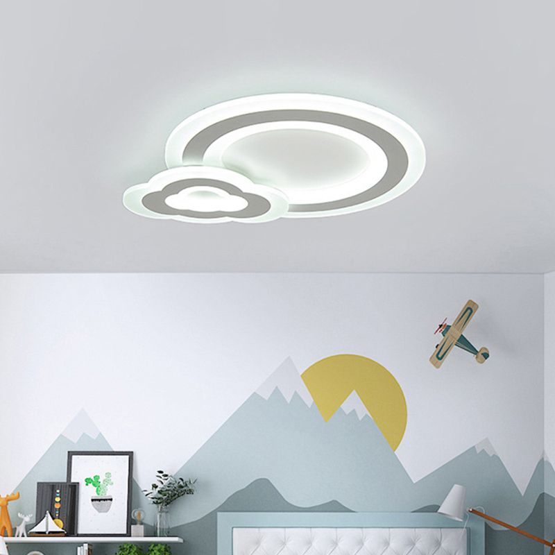 Star/Cloud/Loving Heart Ceiling Lamp Cartoon Acrylic Kids Bedroom LED Flush Mount Light in Warm/White Light