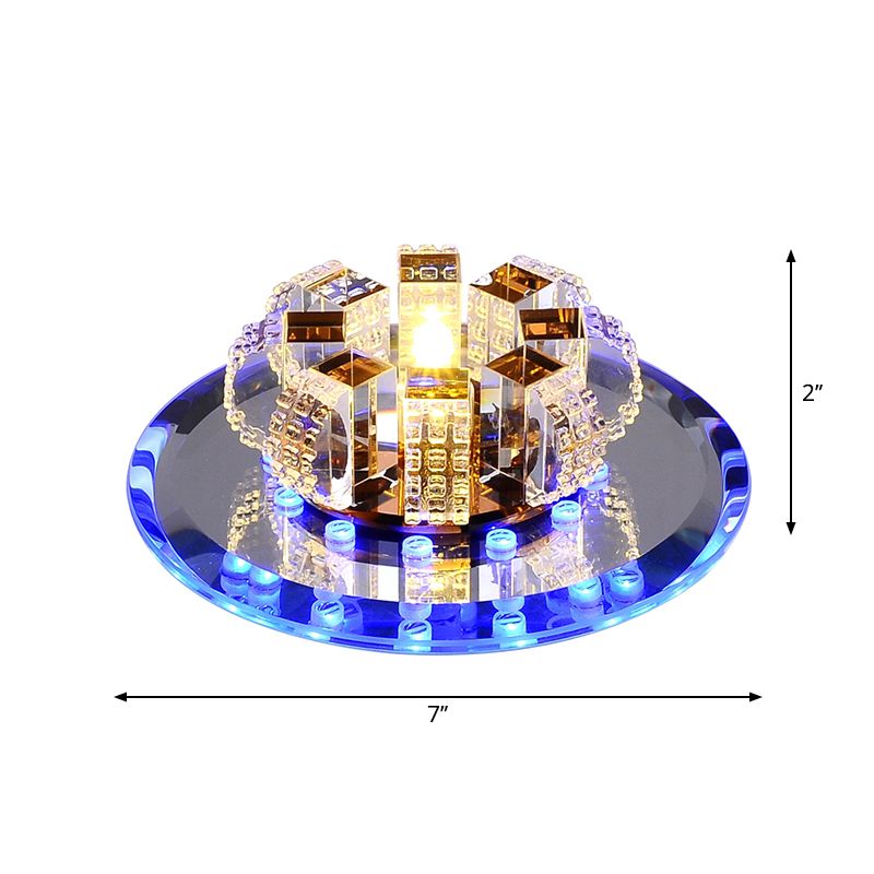 Flower-Like LED Flush Mount Modern Crystal Clear Flushmount Ceiling Light for Hallway