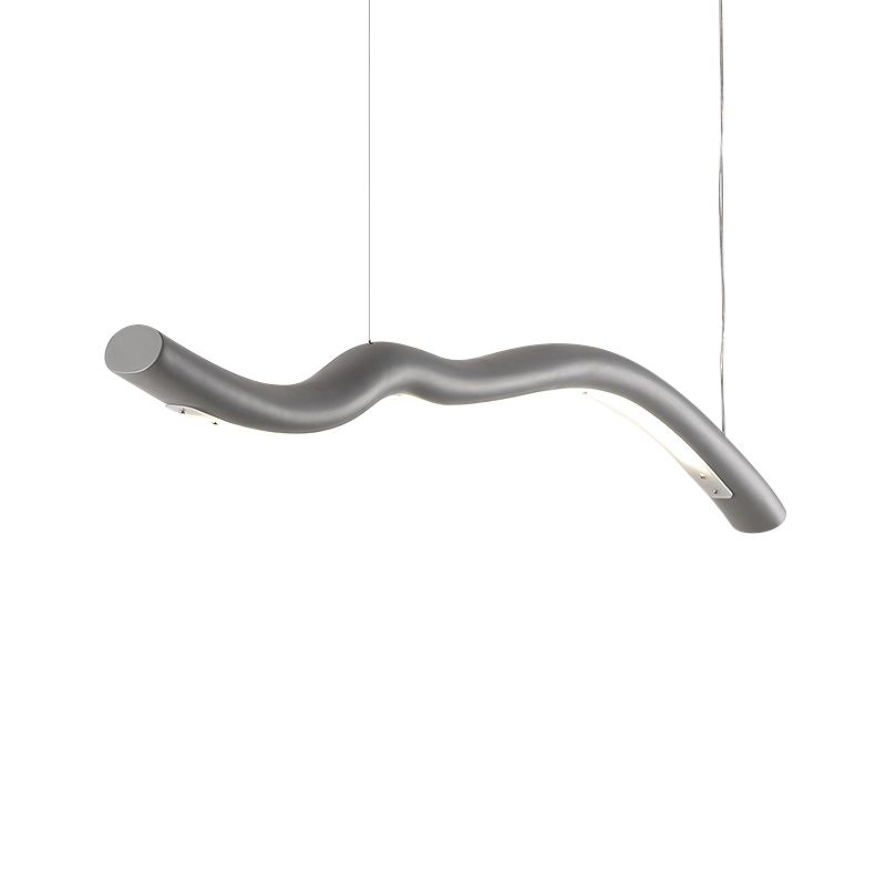 Luz de colgante colgante curvado lineal Luz de colgante LED integrado en gris/blanco para el comedor