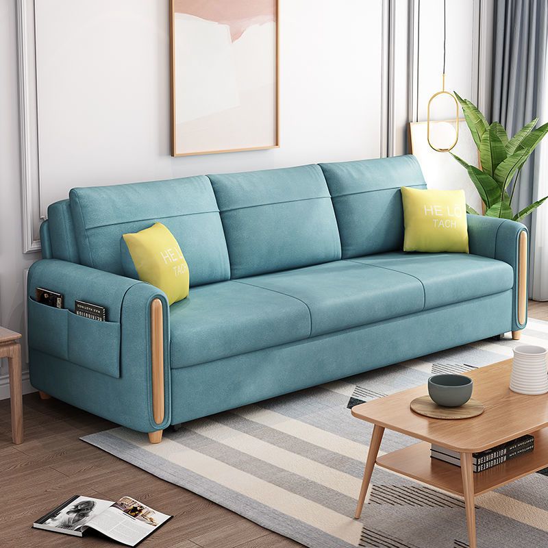 Green Faux leather Sleeper Sofa Scandinavian Style Sofa Bed for Home