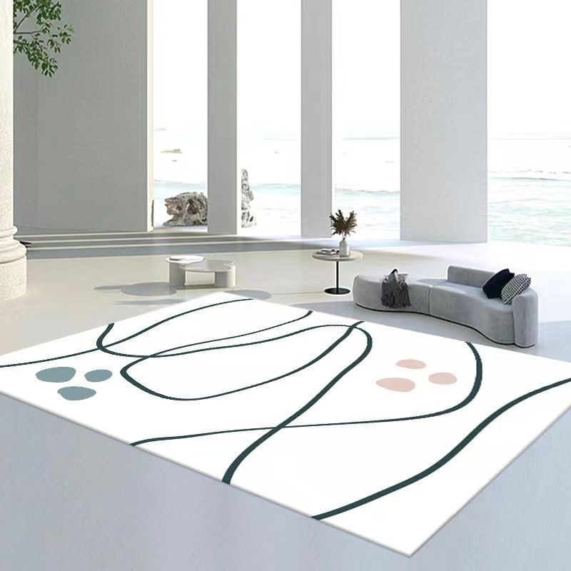 Contemporary Rug Colorblock with Line Background Rug Friendly Non-Slip Carpet for Home