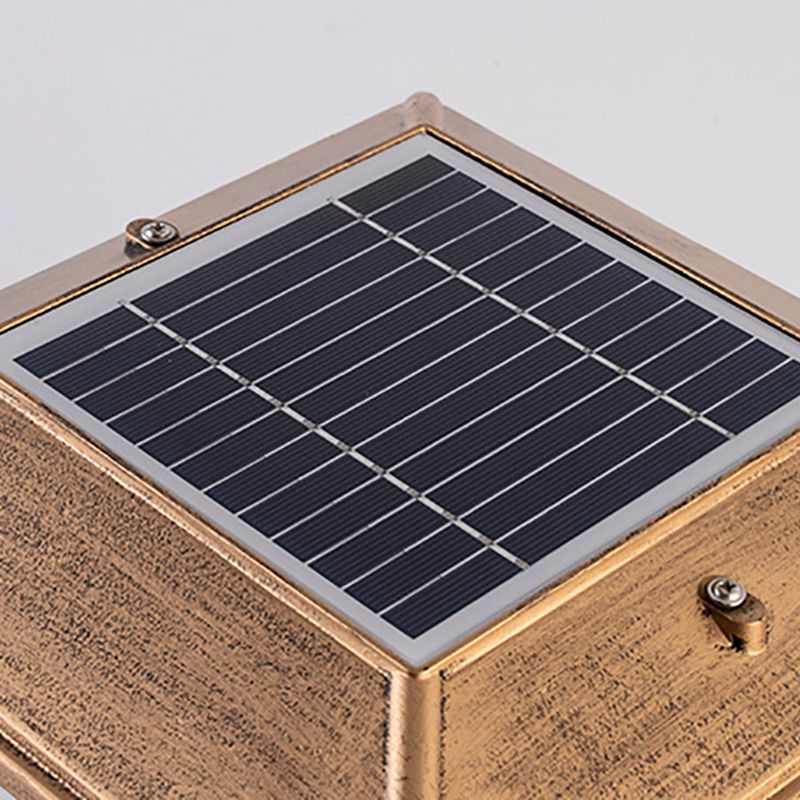 Rectangle Shape Metal Outdoor Light Modern Style 1-Light Solar Pillar Lights