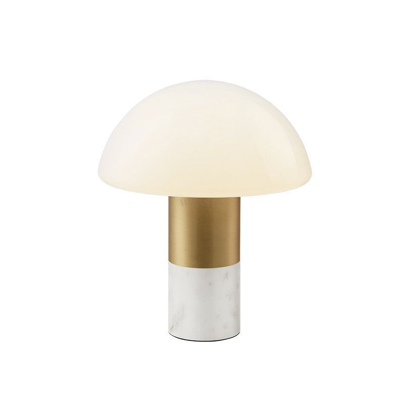 Table de dôme en verre blanc clair postmoderne 1 lampe de chevet de tête avec base en marbre