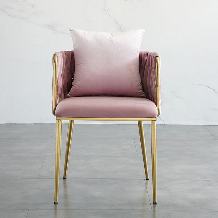 Scandinavian Bedroom Velvet Side Chair Light Color Solid Back Dining Chair
