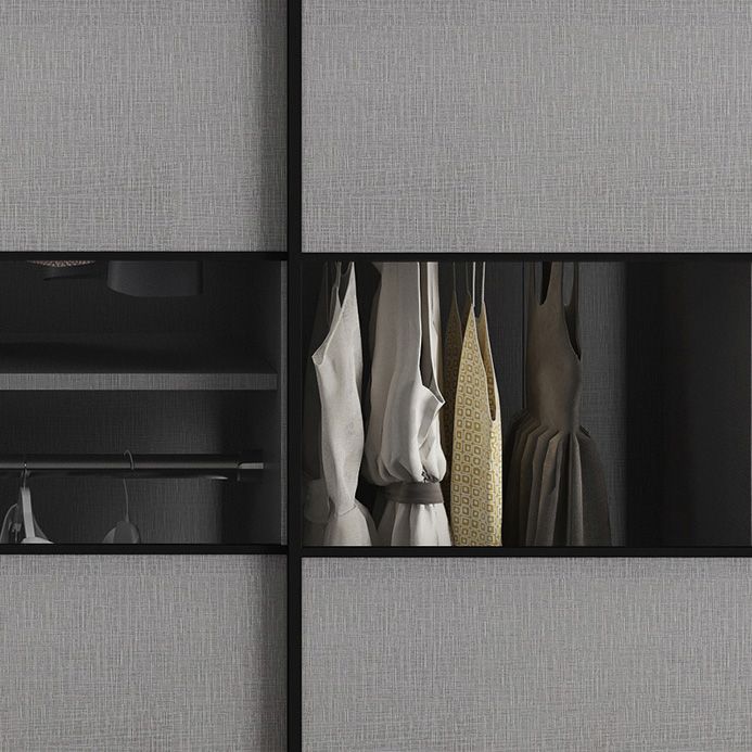 Gray Colour Wooden Wardrobe Rod Included Wardrobe Wardrobe Closet with Sliding Door