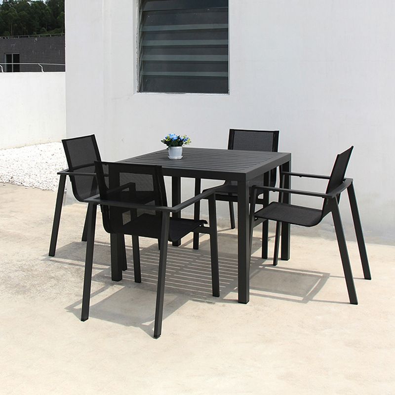 Modern Style 1/5 Pieces Metal Dining Set Square Dining Table Set for Outdoor