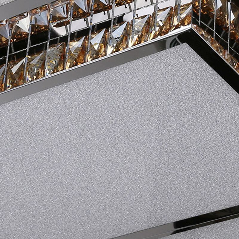 Modern Tiered Flush Mount Lamp Clear and Smoke Grey Crystal Living Room Flush Mount in Chrome