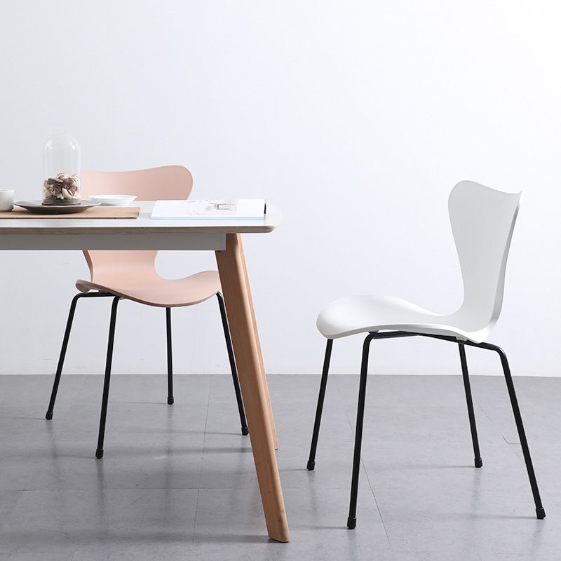 Contemporary Style Metal Chairs Kitchen Dining Solid Back Sides Chair Set