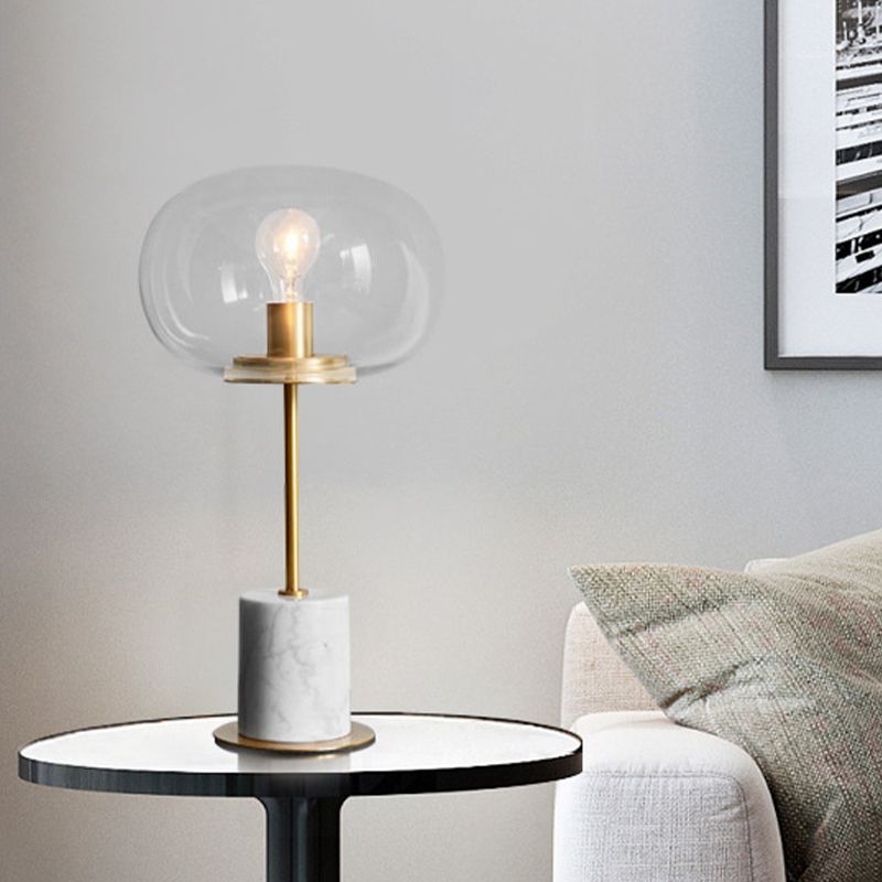 Lampe de table ombrée contemporaine verre transparent 1 bulbe salon lecture livre Light