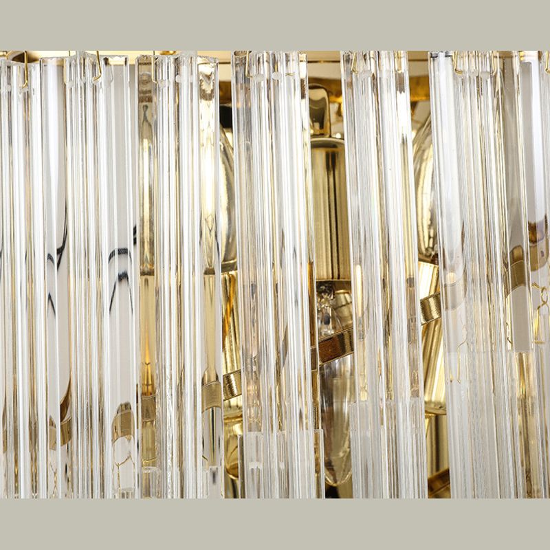 Gold Stagger Wall Sconce in Modern Luxury Style Wrought Iron 4-Light Wall Lamp with Crystal Shade