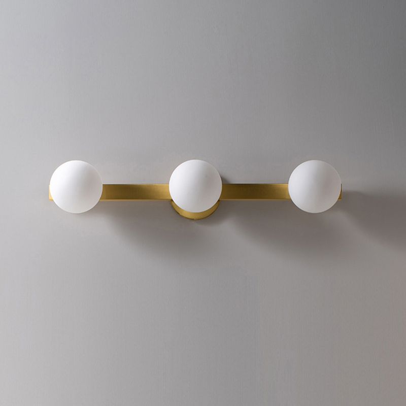 Copper 1-Light Ball Shade Wall Sconce Modern Style Mirror Wall Lighting in Brass