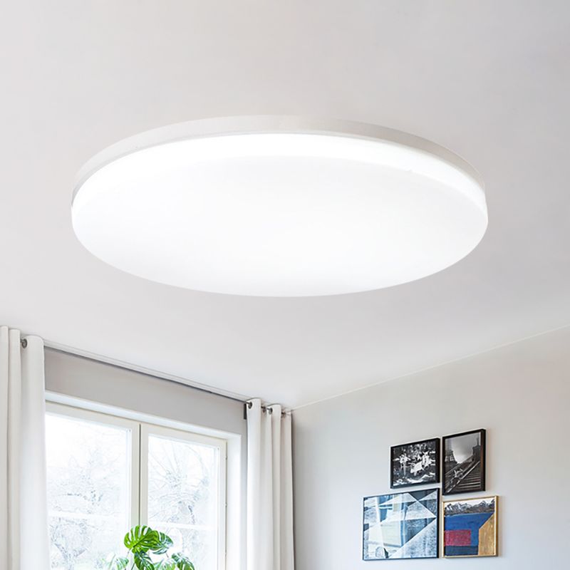 10"/15"/19" W Circular Flush Ceiling Lamp Macaron Metal Indoor Flush Lighting in Green/Pink/White/Yellow