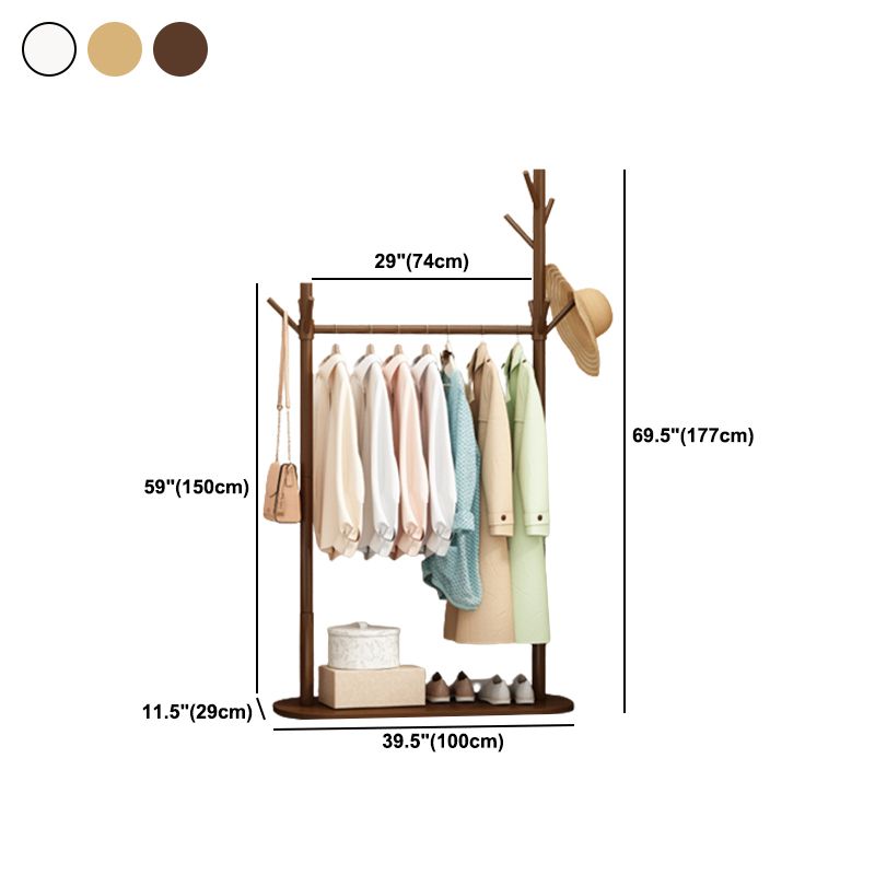 Contemporary Style Open Armoire Pine Wood Armoire with Clothing Rod