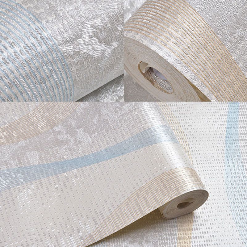 Waterproof Waving Stripes Wallpaper Roll 20.5" by 33' Contemporary Wall Art for Bedroom Decoration