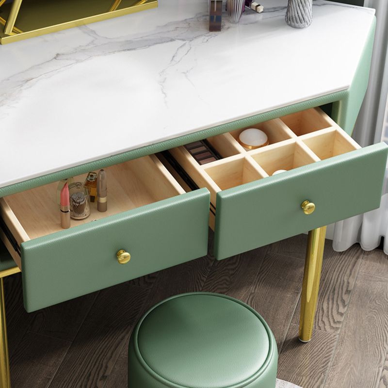 2-Drawers Dressing Table Luxurious Stone Top Vanity Set for Bedroom