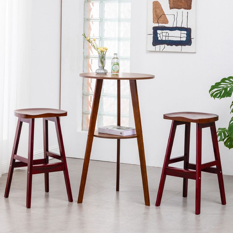 Simple Style Round Bar Table Wood Top Pub Table for Coffee Shop