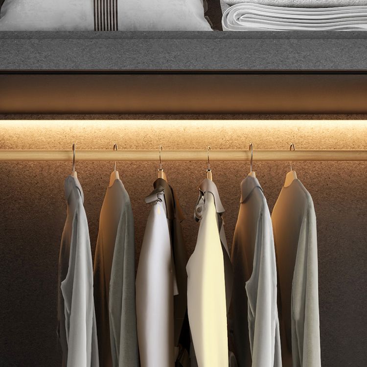 Grey Engineered Wood Wardrobe Armoire Modern Wardrobe Cabinet