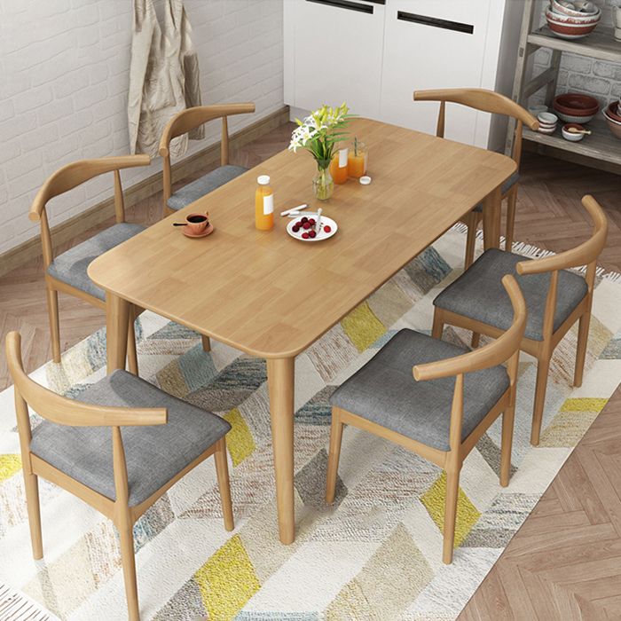Glam Solid Wood Kitchen Dining Table Rectangle Shape Standard Dining Table with 4 Legs Base