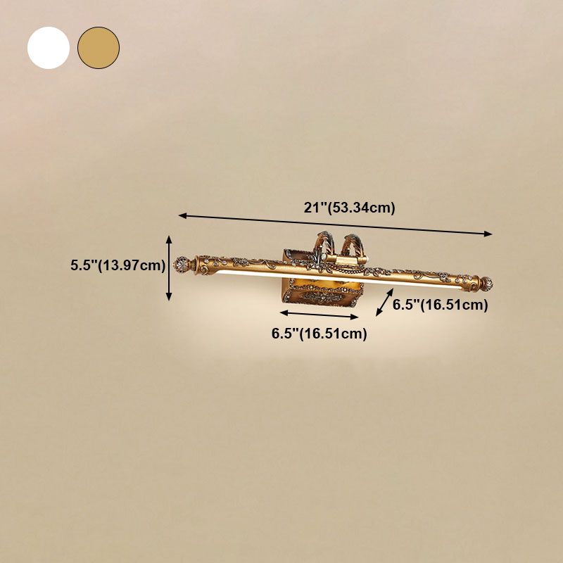 Bar Shaped Vanity Mirror Lamp Traditional Resin Bathroom LED Wall Light