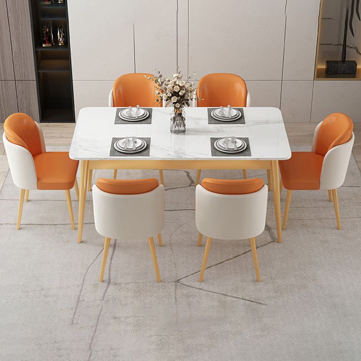 Luxury 1/2/5/7 Pieces Dining Set with Sintered Stone White Table Dining Furniture Set