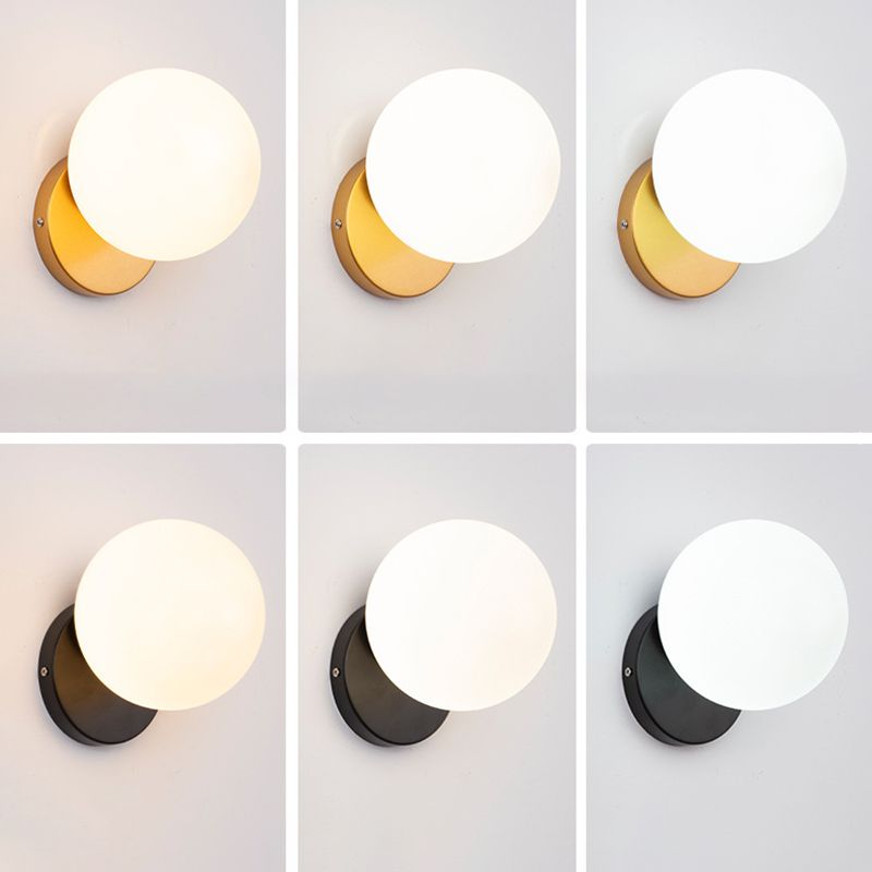 Minimalism Style Glass Ball Sconce Light Fixtures One Head Wall Lamp for Bedroom