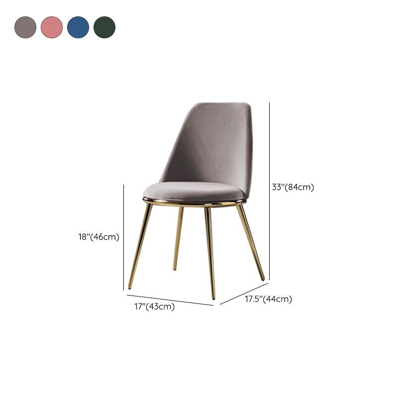 Glam Style Side Chair Armless Solid Back Dining Chair for Dining Room