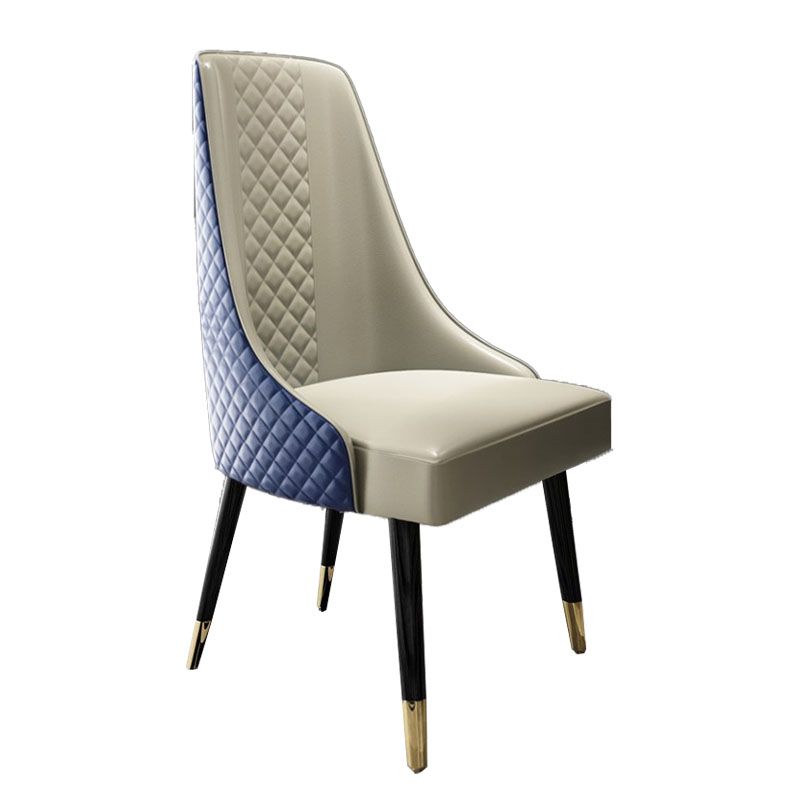 Scandinavian Style Solid Back Dining Side Chairs PU Leather Dining Side Chair for Kitchen