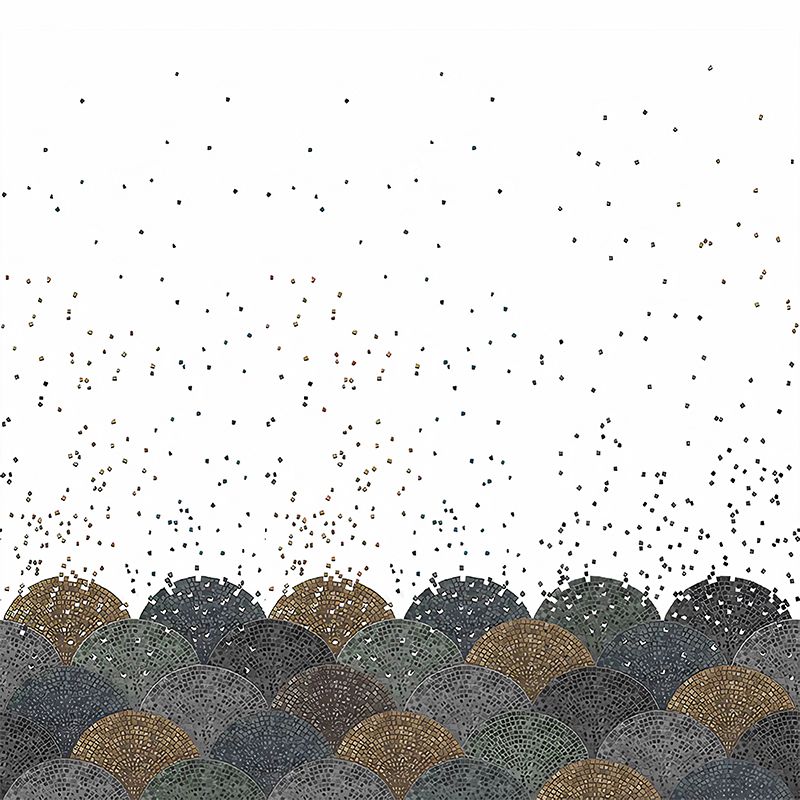 Nordic Dot and Semicircle Mural Wallpaper for Dining Room Full Size Wall Art in White