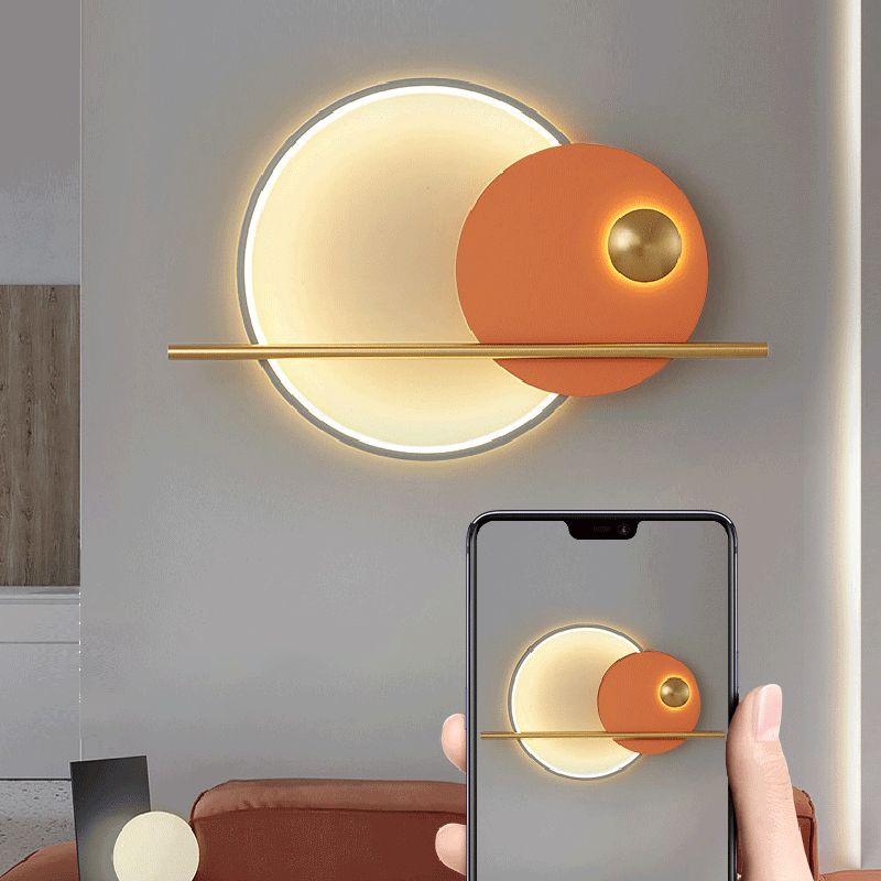 Modern Metal Wall Sconce Circle Shape Wall Light with Acrylic Shade for Living Room