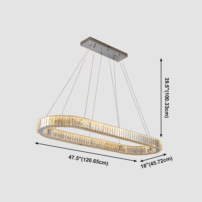 Oval Clear Crystal LED Island Light Fixture Modern Ceiling Pendant Light