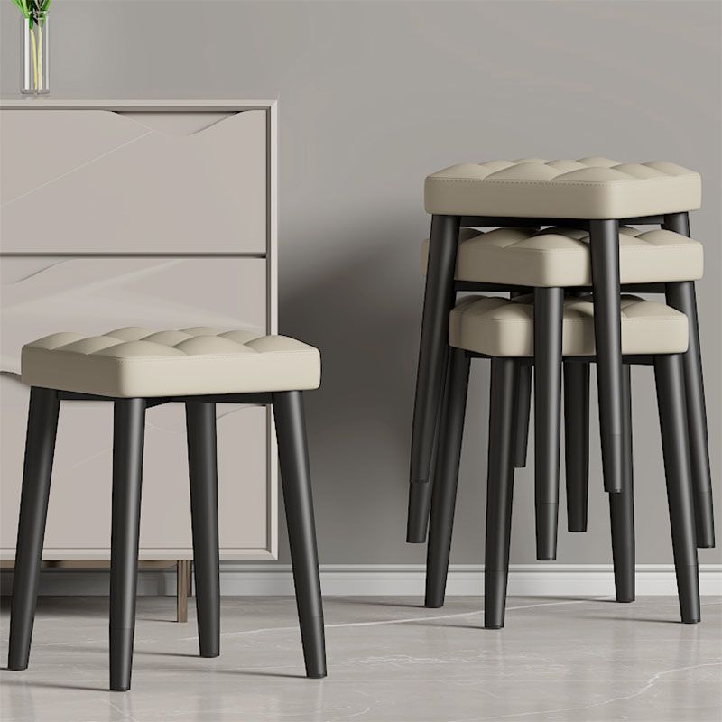 Solid Color Leather Standard Stool Modern Simple Square Stool
