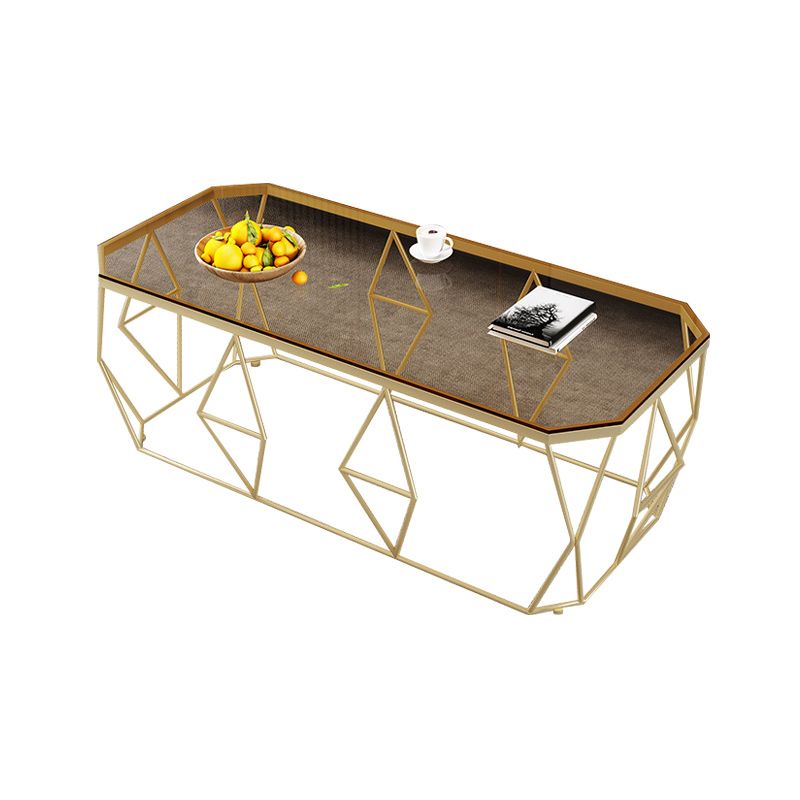 Modern Frame Coffee Table Rectangular Glass Top Cocktail Table for Living Room