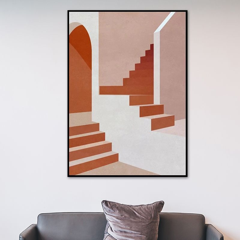 Binnentrap wanddecoratie in lichte kleur, eigentijdse stijl canvas voor eetkamer