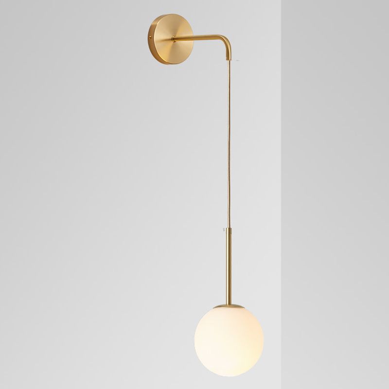 Bedroom Wall Sconce Lighting Nordic Style Wall Mounted Light with Orb Glass Shade