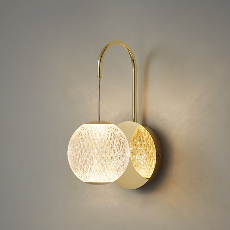 Ball Shade Metal Wall Sconce Modern Style Single Light Wall Mount Lighting in Gold