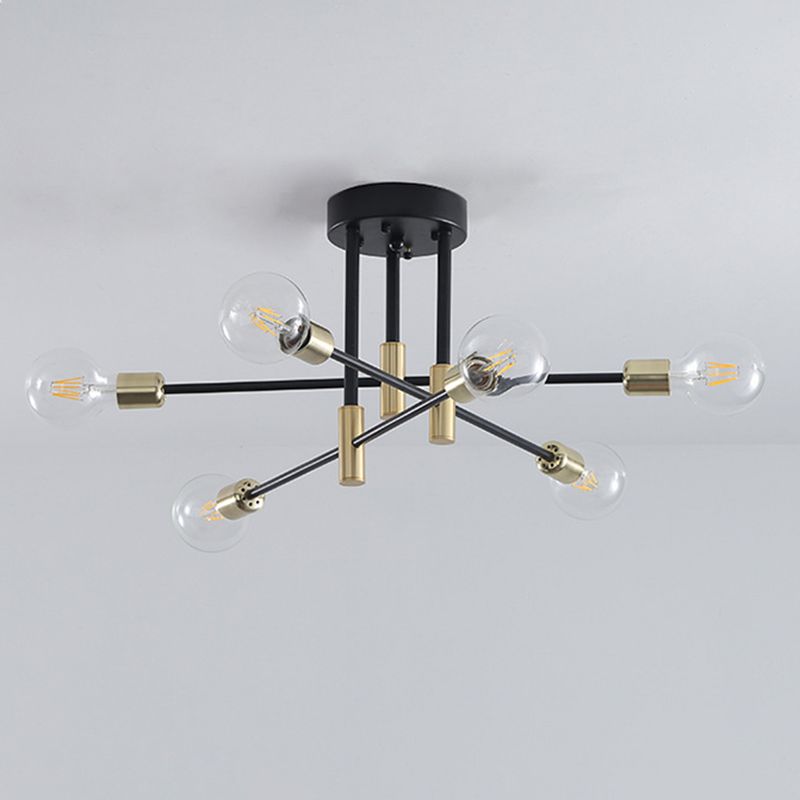 Sputnik Metal Semi Flush Ceiling Lights Modern Living Room Semi Flush Mount Light Fixture