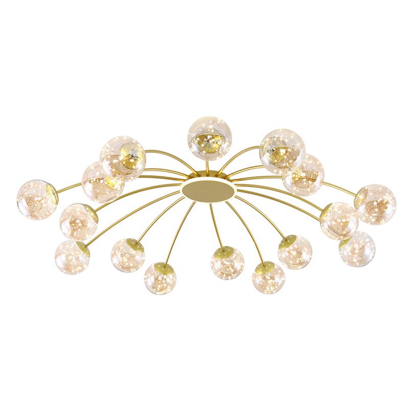 Bola de vidrio Flush Luz de techo de estilo moderno Montaje Montaje de montaje en oro en oro