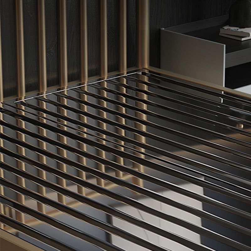 Luxurious Metal Platform Bed Frame Tall Slat Bed with Headboard