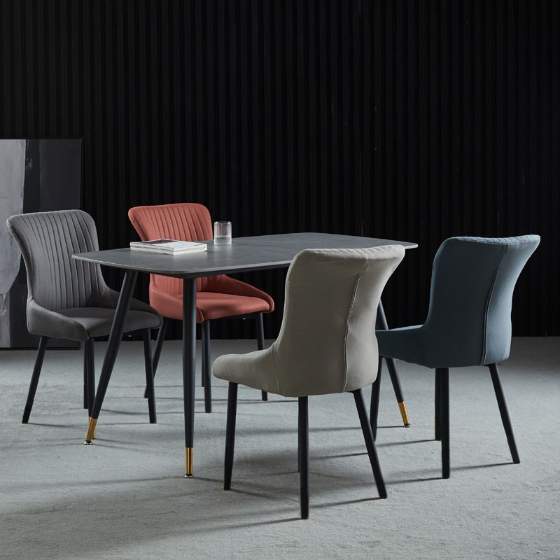 Chaise latéral moderne en cuir en cuir massif solide chaises de salle à manger sans jambes en métal