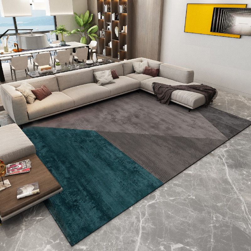 Fancy Modern Carpet Grey Geometric Pattern Area Rug Stain Resistant Rug for Living Room