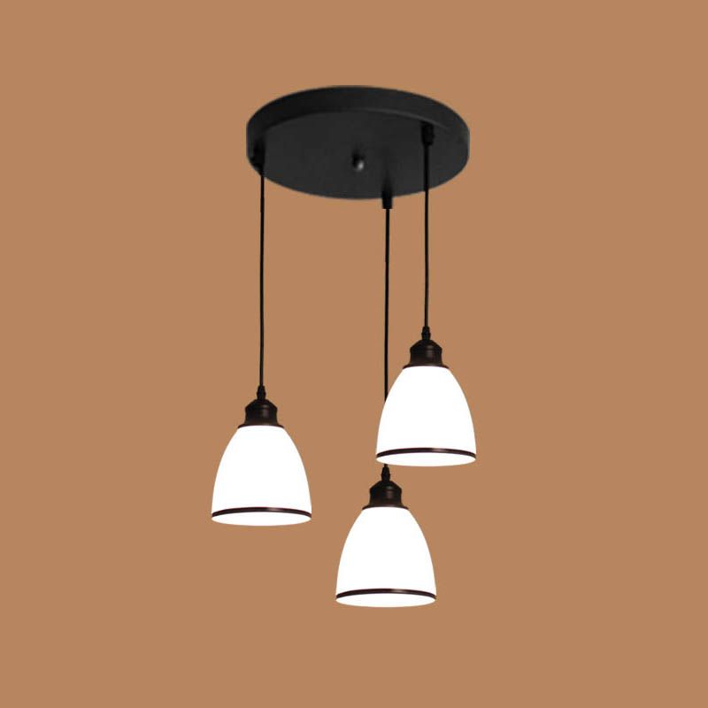 White Glass Hanging Lamps with Glossy Shade Industrial Suspension Pendant