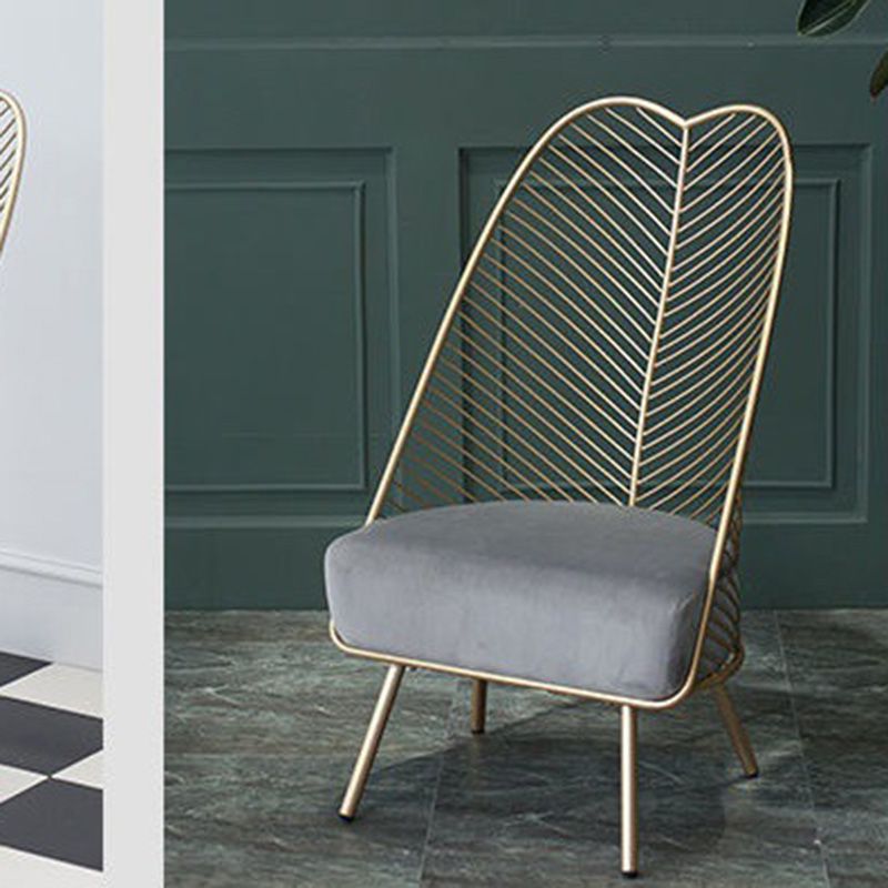 Glam Style Metal Chair Fixed Back Solid Color 4 Legs Armless Chair